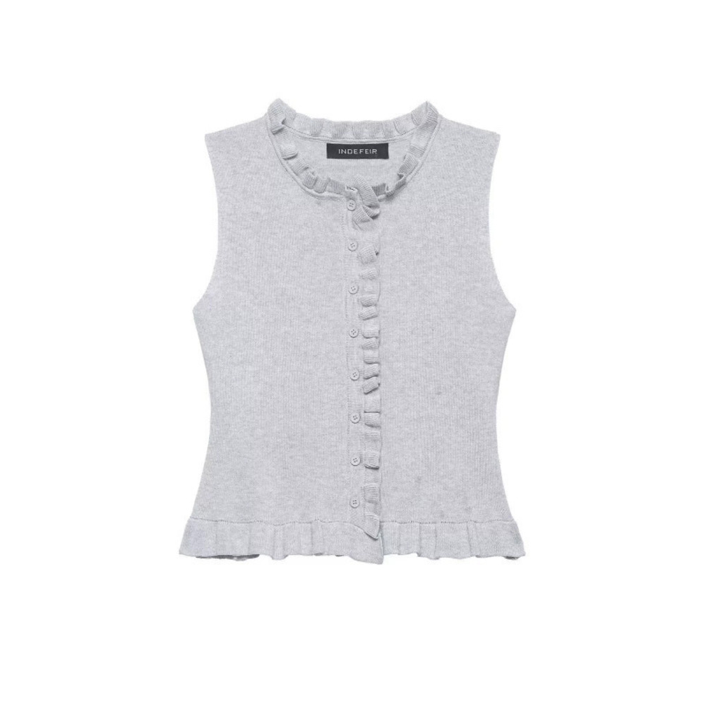 ZARA Trendy Layered Ruffle Sleeveless Knit Vest